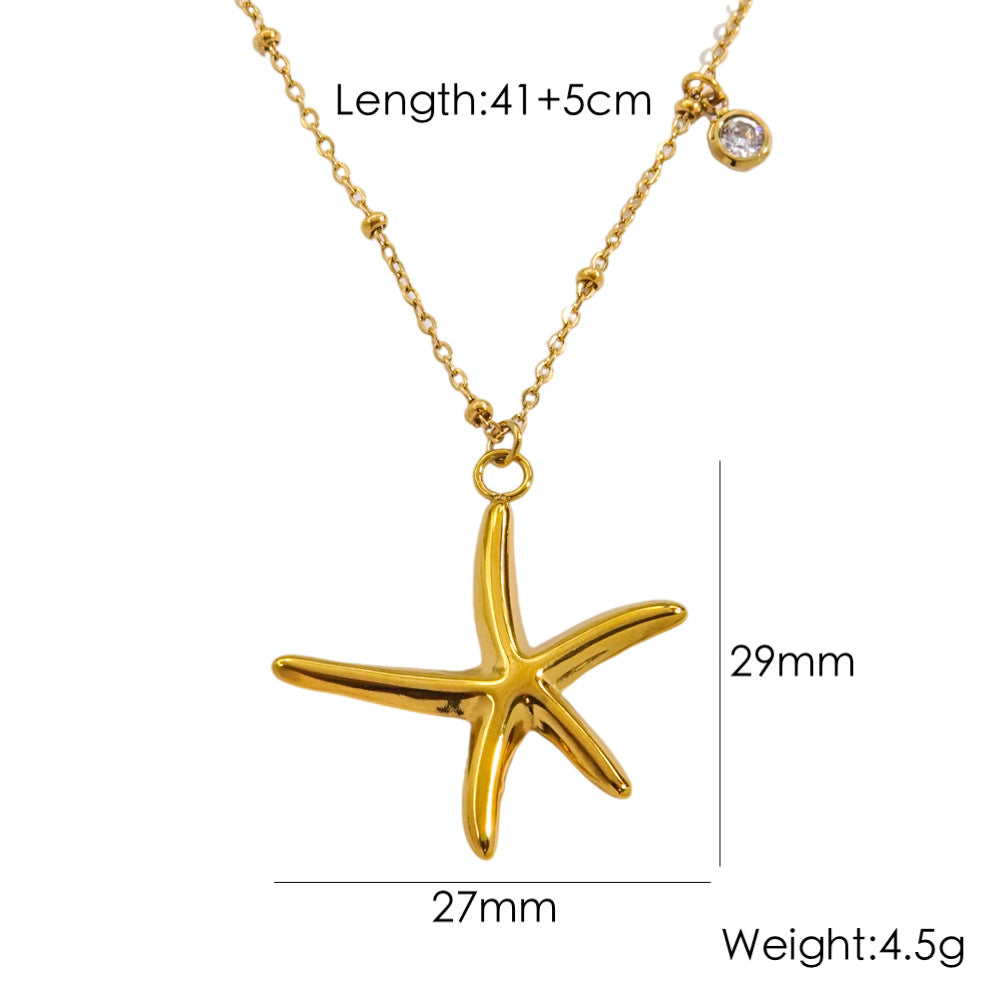 Wholesale Stainless steel Summer Beach Wind Niche Starfish Dolphin Conch Shell Necklaces