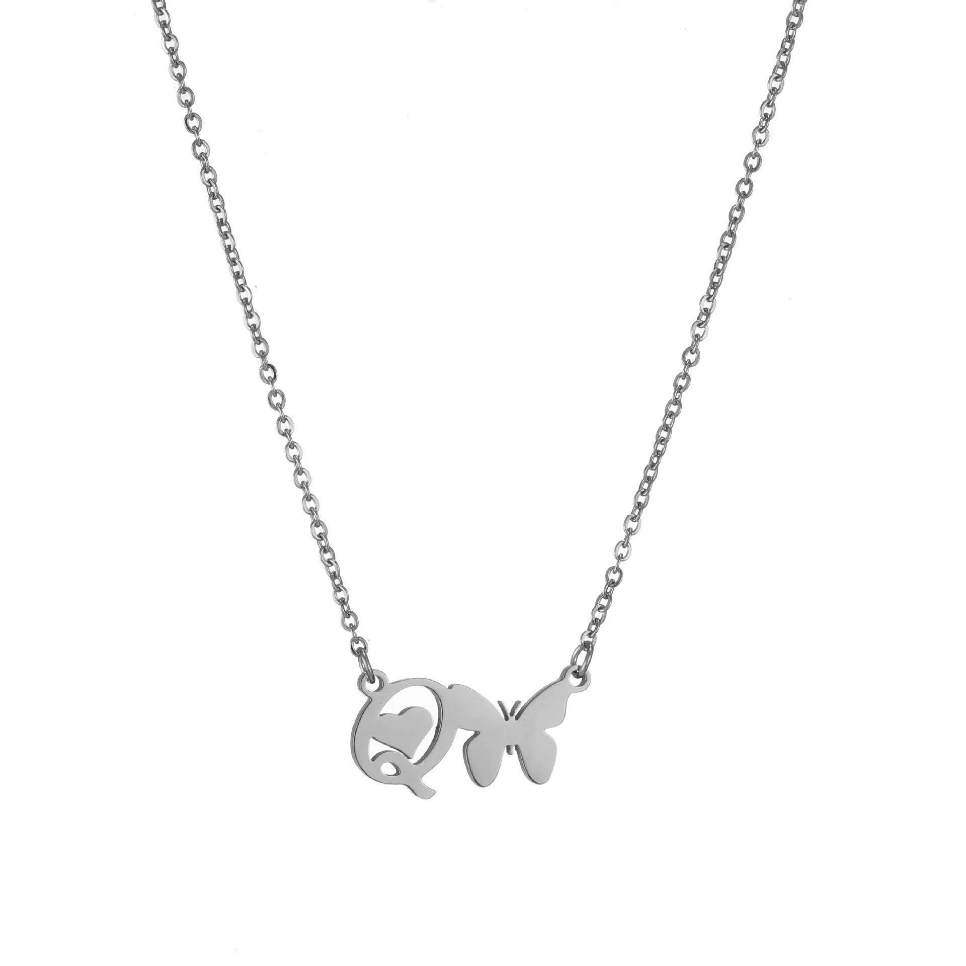 Wholesale stainless steel non-fading butterfly letter clavicle chain