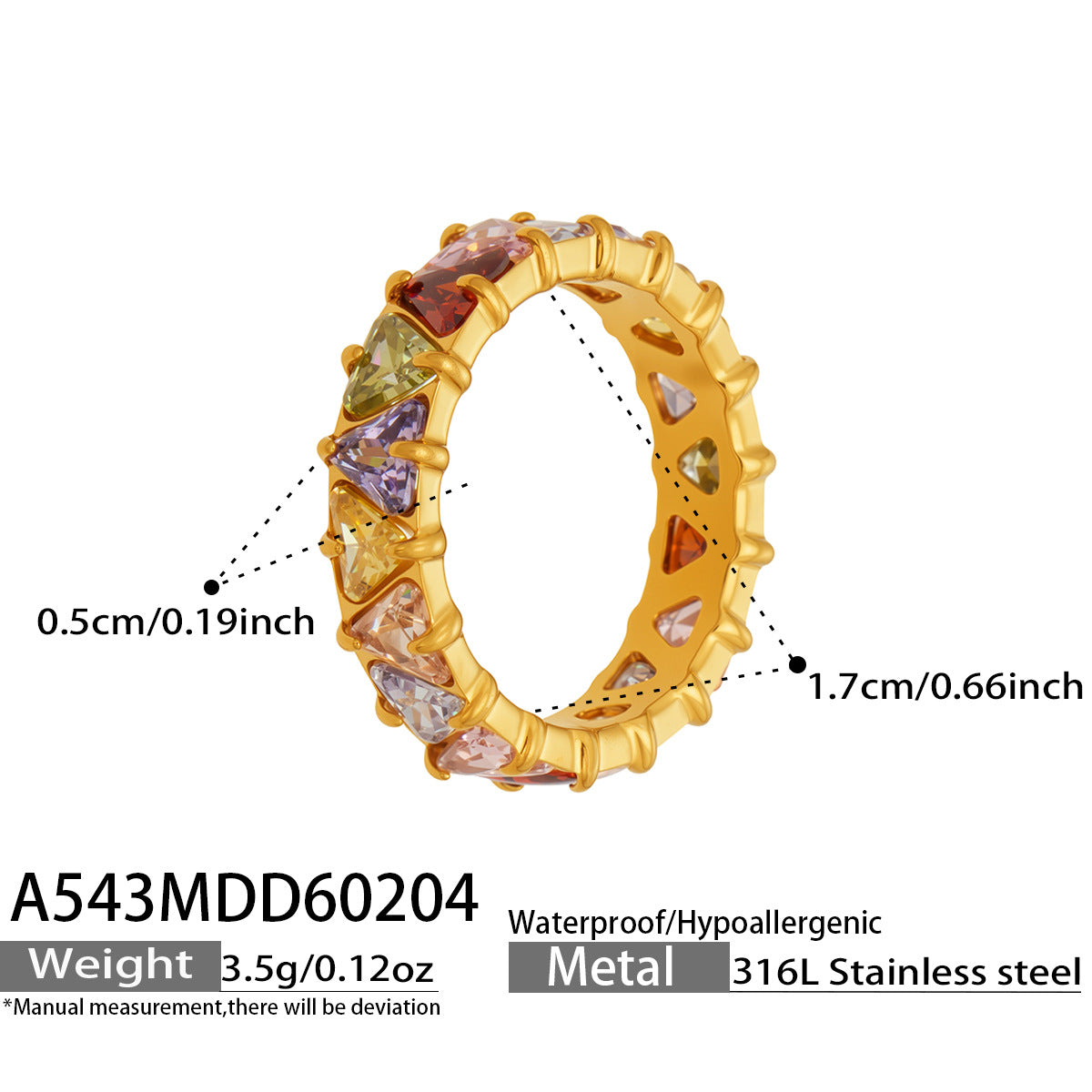 Wholesale Chic Stainless Steel Claw Set Triangle Zirconia Ring Everyday Wear Fashion Jewelry Accessory