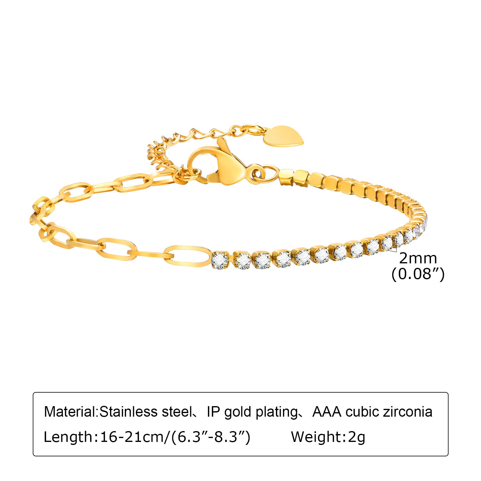 Wholesale Stainless Steel Gold Zircon Bracelet Bangle For Women Everyday Jewelry Accessory For Boutique Resale