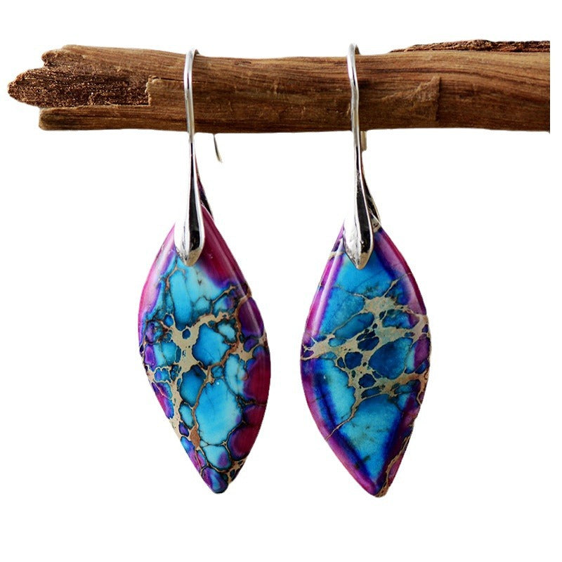 Wholesale Bohemian Imperial Stone Leaf Turquoise Earrings ACC-ES-LZ003