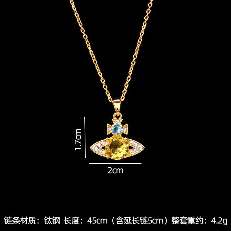 Wholesale saturn necklace with zircon pendant necklace ACC-NE-Rongc005