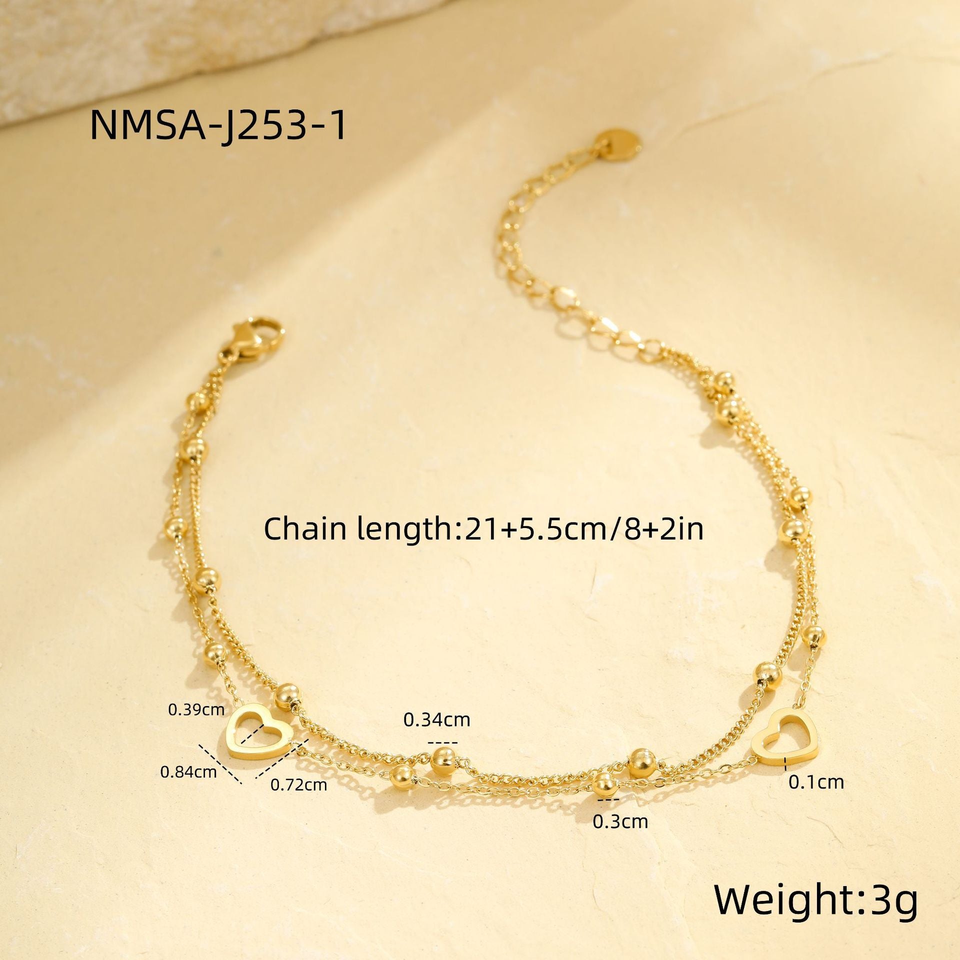 Wholesale  Multi-layer Love Stainless Steel  Anklets