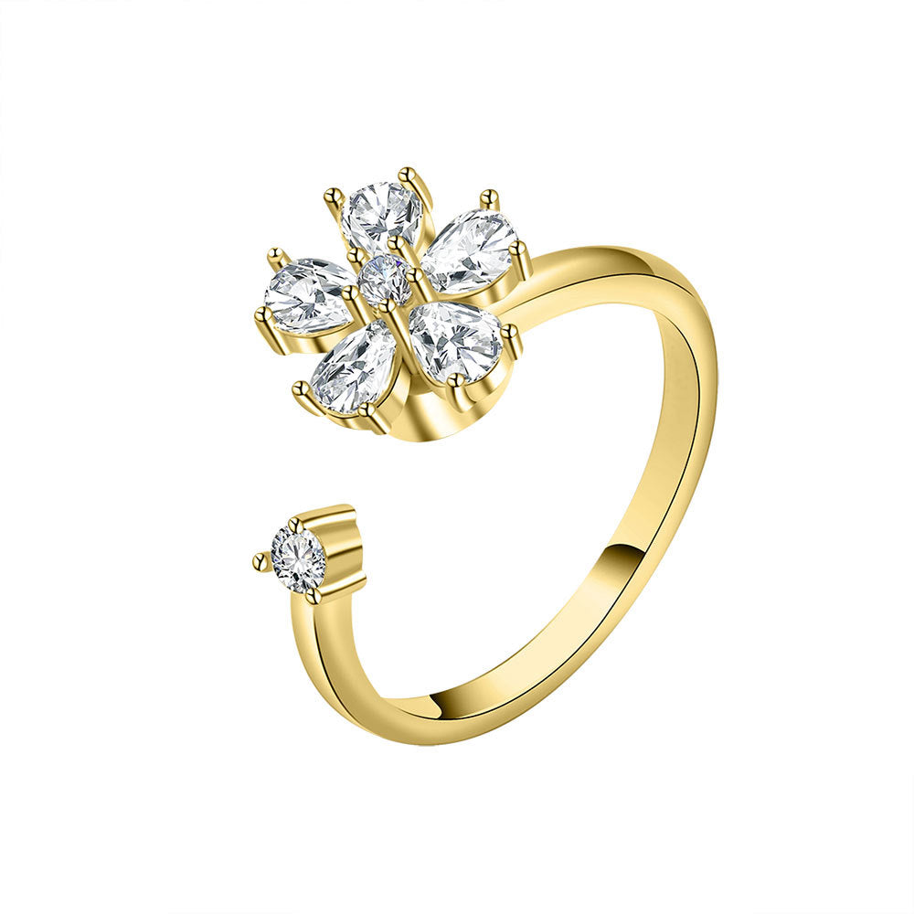 Wholesale Copper Clover Rotating Ring Open Ring ACC-RS-YZM005