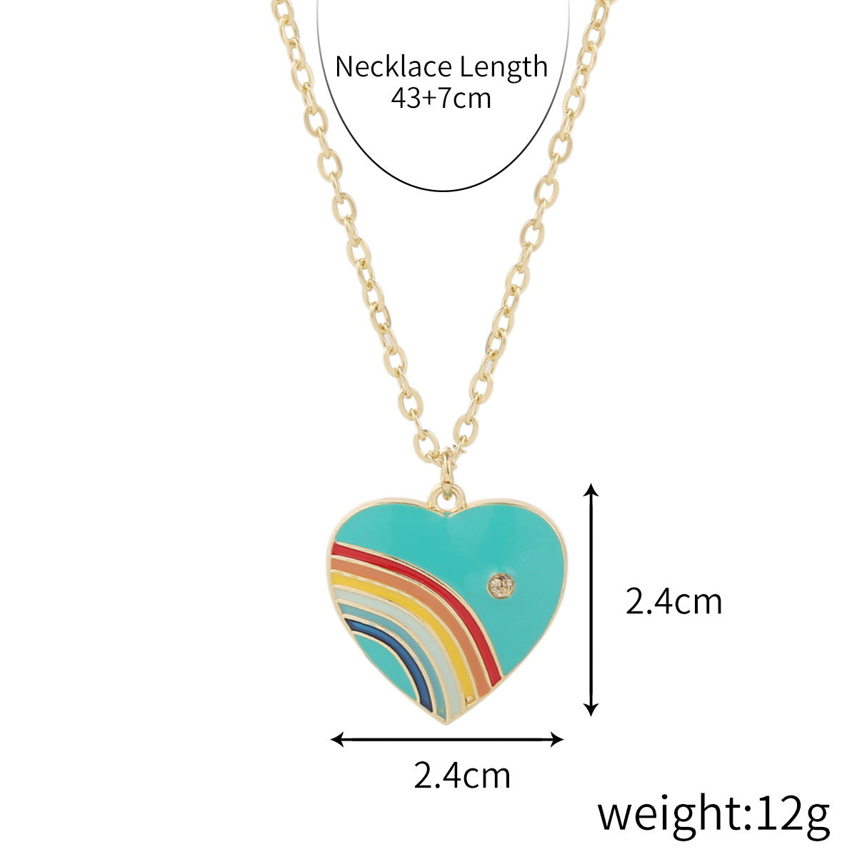 Wholesale alloy love rainbow pendant necklace