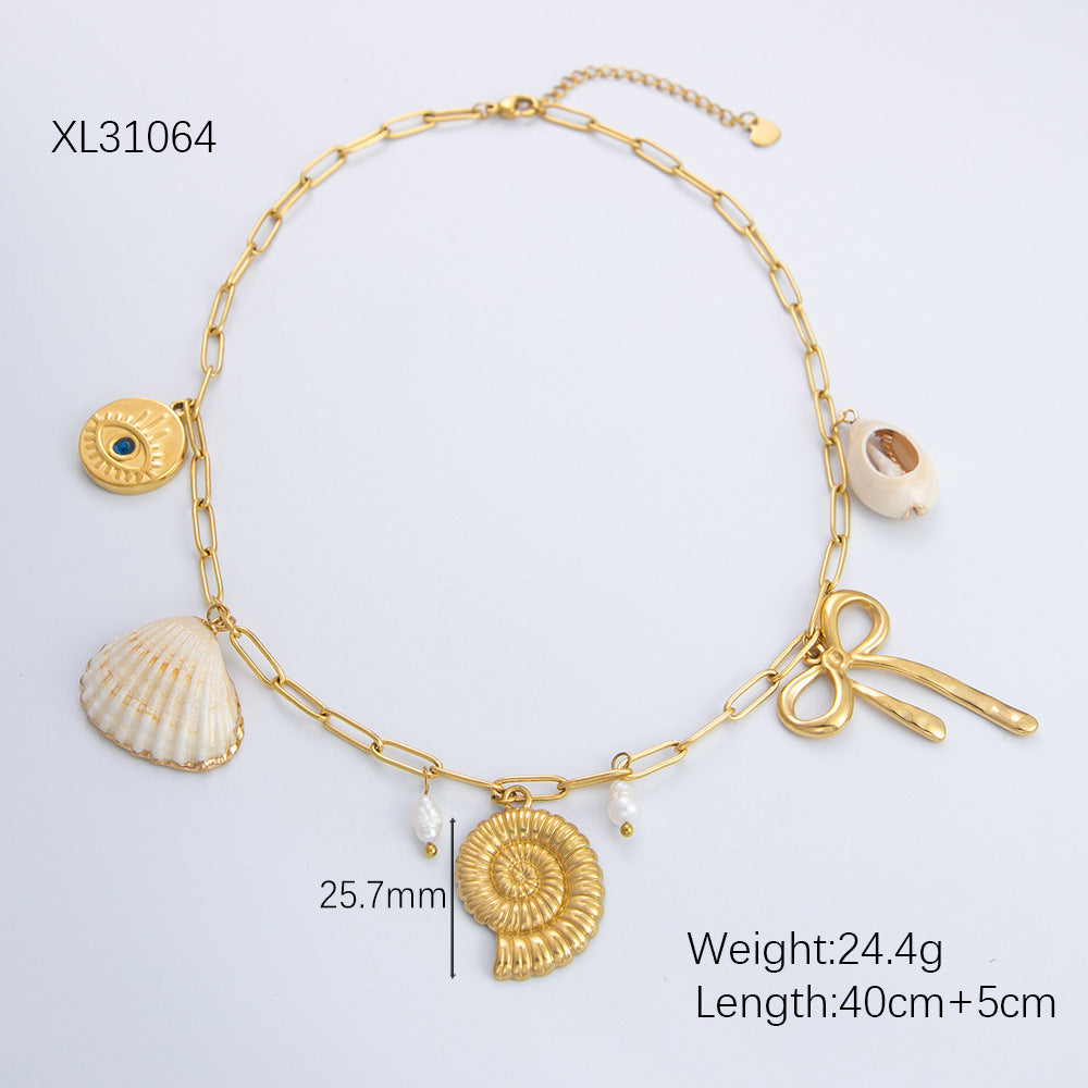 Wholesale Starfish Scallop Bow Heart Necklace 18K Choker Necklaces ACC-NE-YuHui011