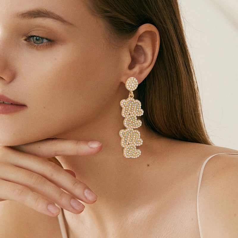 Wholesale pearl MAMA fashion alloy earrings ACC-ES-RuLong003