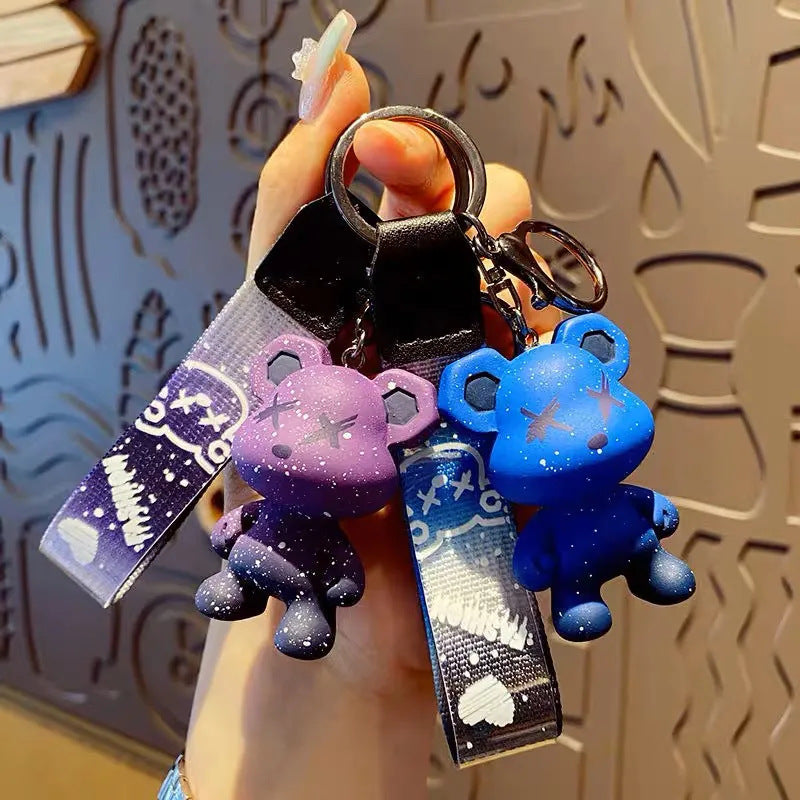Wholesale Silicone Cartoon Bear Keychain Gradient Design Car Key Accessory Gift