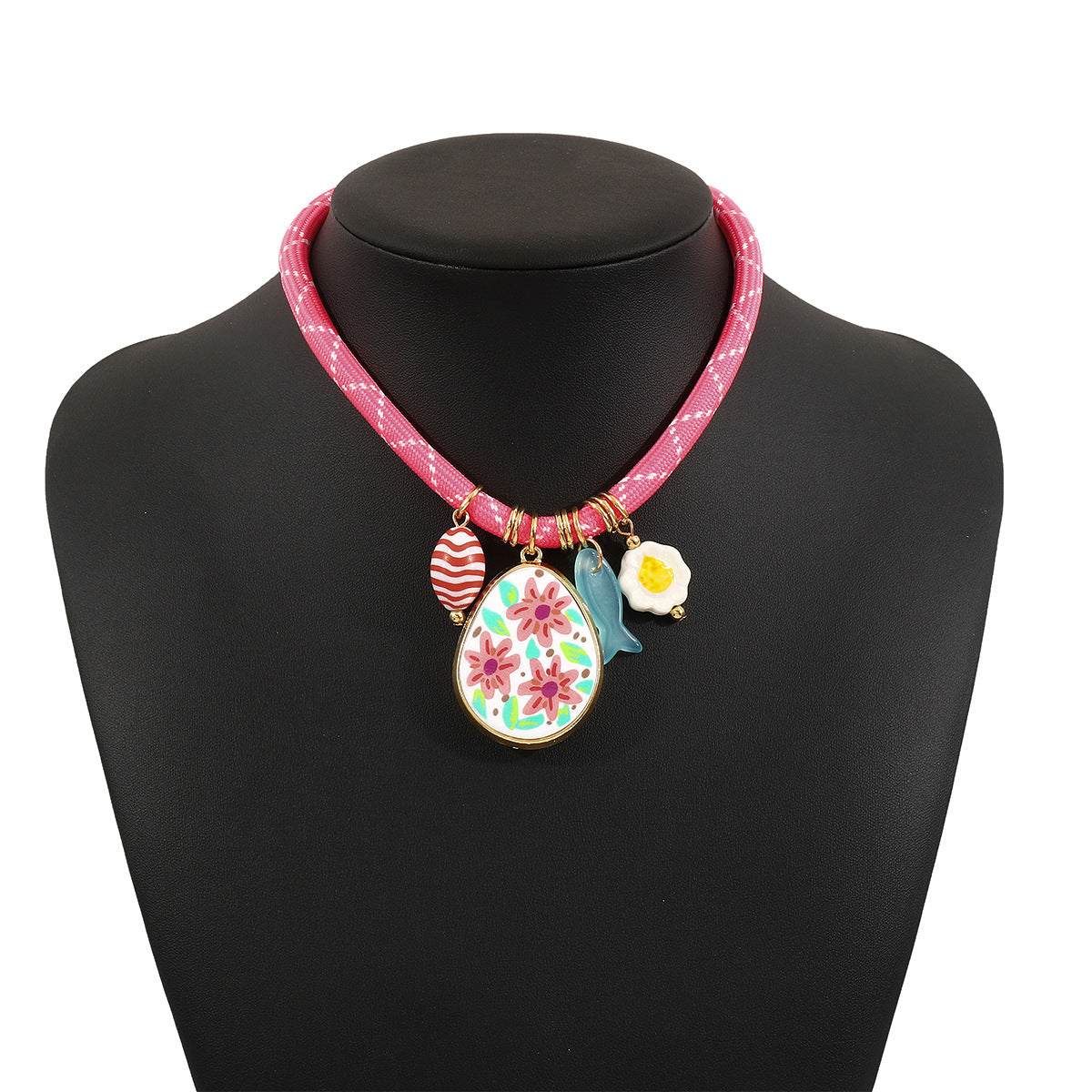 Wholesale Multi-element Pendant Necklace Cute Flower Egg Flower Clavicle Chain