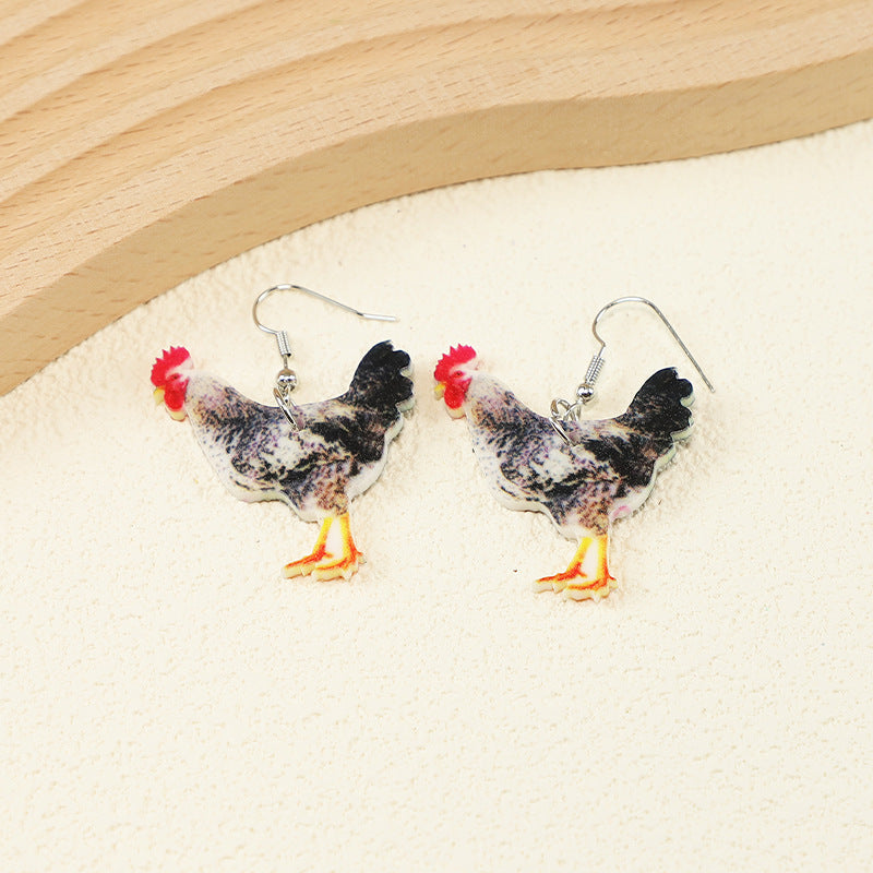 Wholesale Western Farm Chicken Acrylic Earrings
