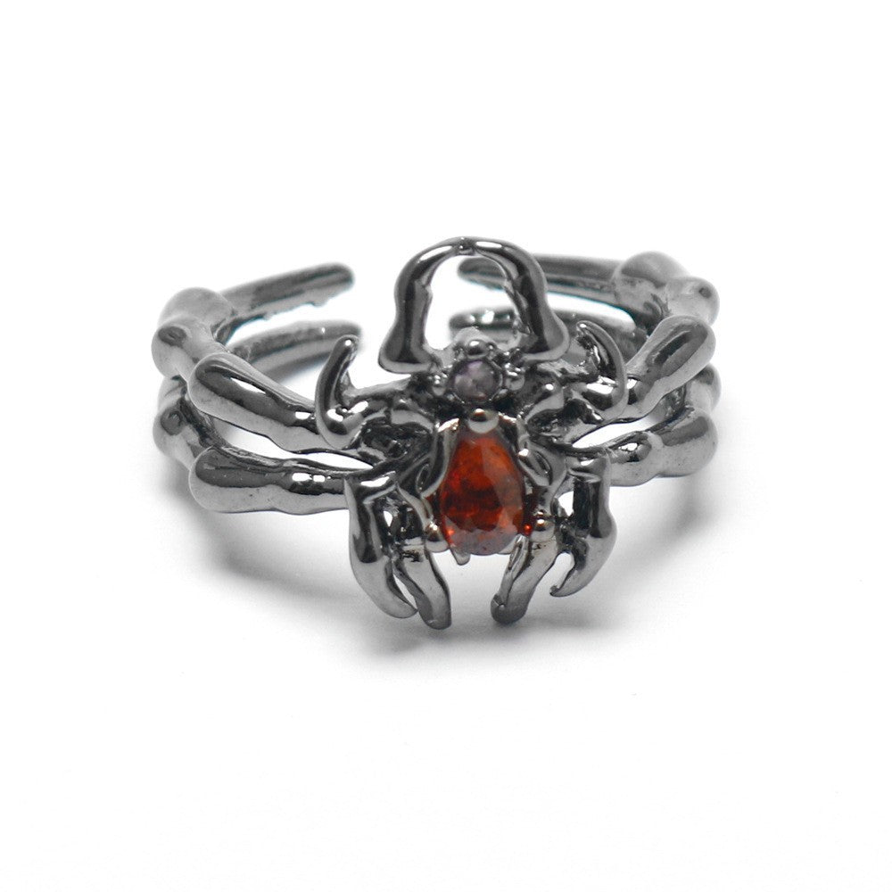 Wholesale Zinc Alloy Red Enamel  Ring - Trendy Punk Style Fashion Accessory for Everyday Wear