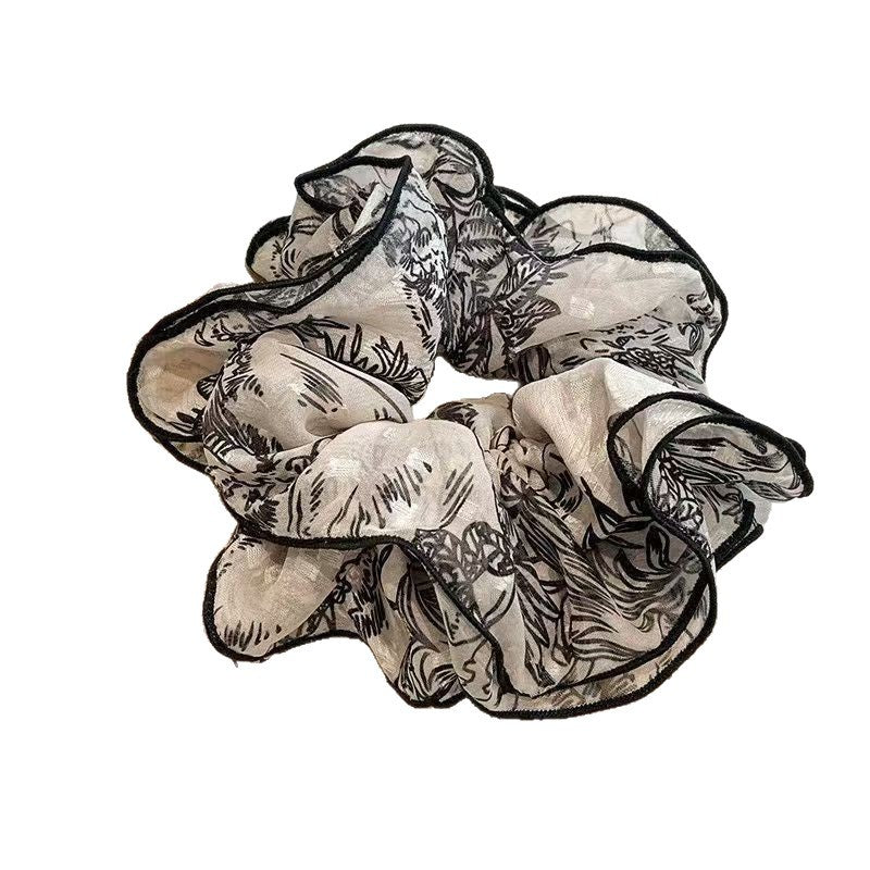 Wholesale Satin Fabric Floral Print Scrunchie Elastic Ponytail Holder Fashion Hair Accessory Boutique Resale
