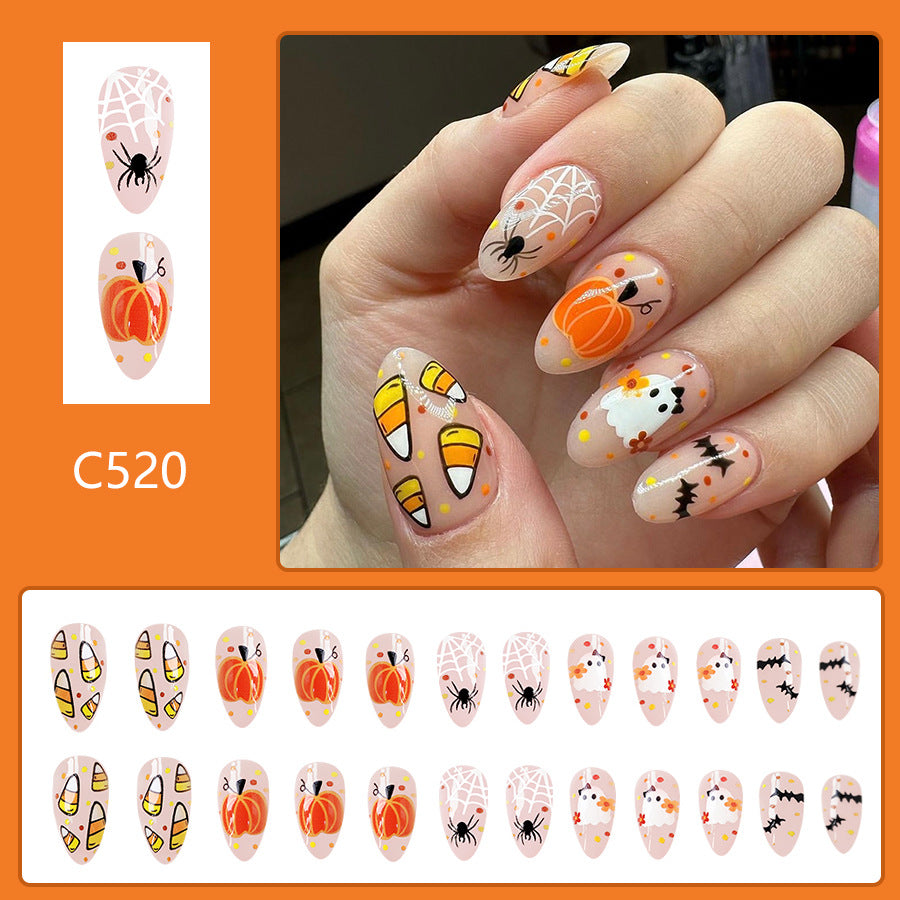 Wholesale 24 Pieces/box Halloween Spider Web Press-on Nails Kits Nail Stickers ACC-NS-GuaiXL077