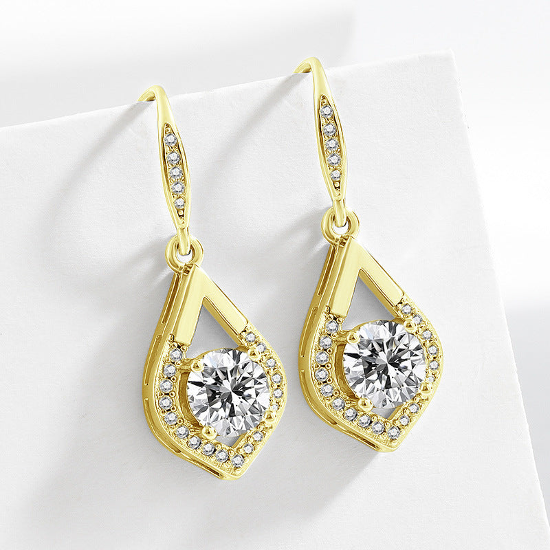 Wholesale Copper teardrop earrings with diamonds