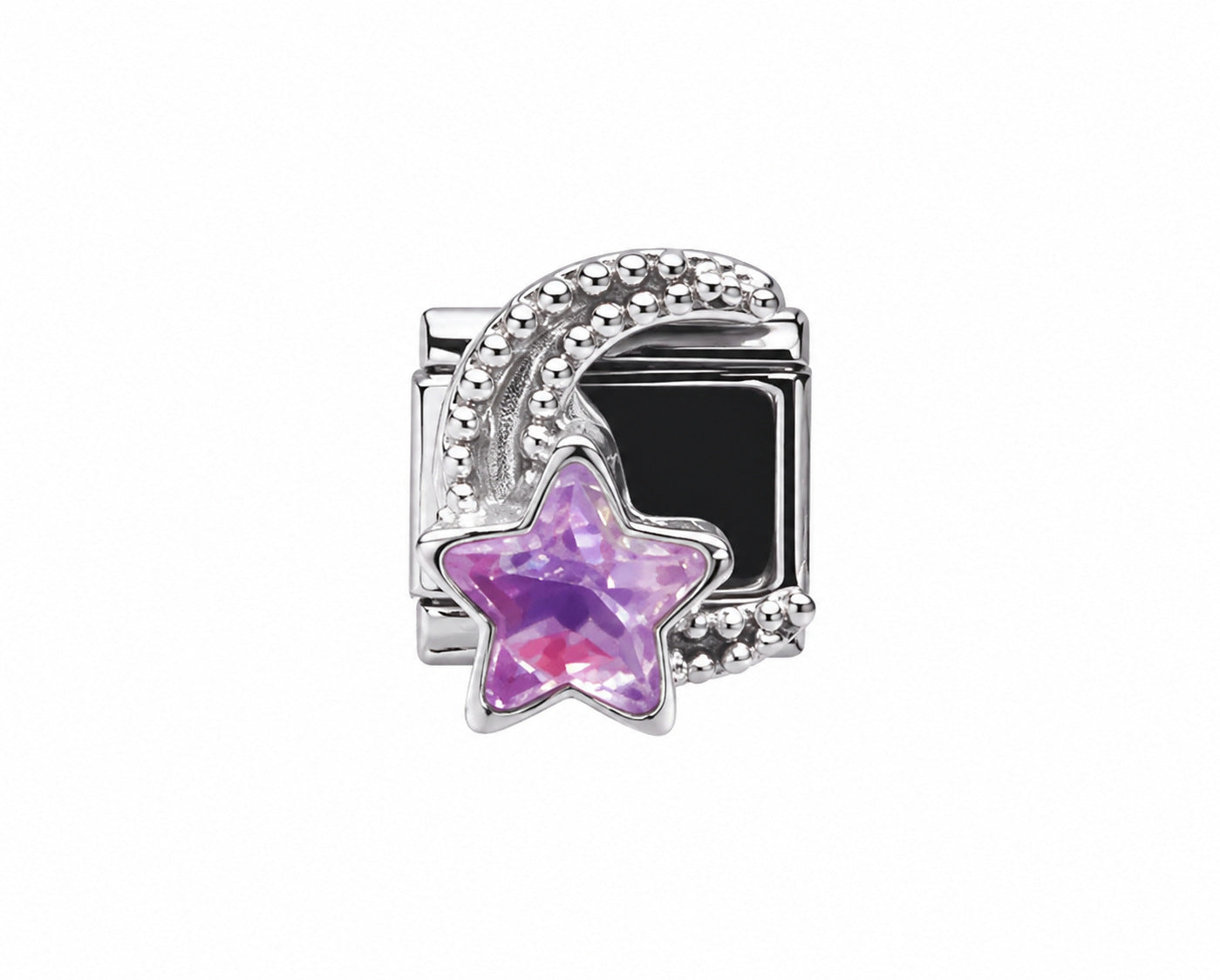 Wholesale Chic Stainless Steel Fashion Bracelet with Purple Crystal Butterfly Star Moon Design Boutique Resale