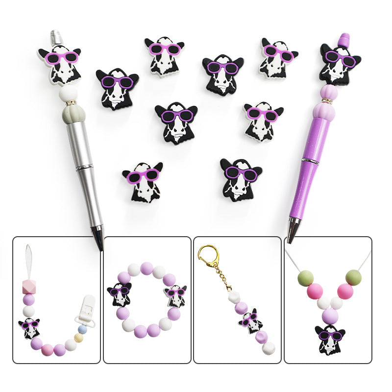 Wholesale 10pcs Cow Silicone Beads Focal Beads DIY Beading Accessories ACC-BDS-JIaHao010