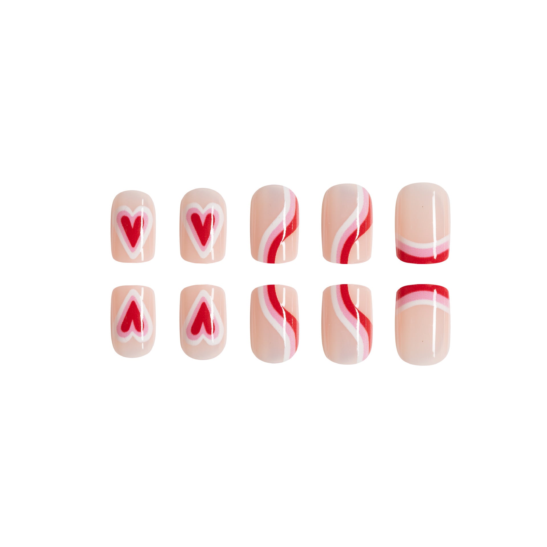 Wholesale 24 Pieces/box Valentine's Day Short Glossy Contrast Color Love Manicure Press-on Nails Kits Nail Stickers ACC-NS-GuaiXL063