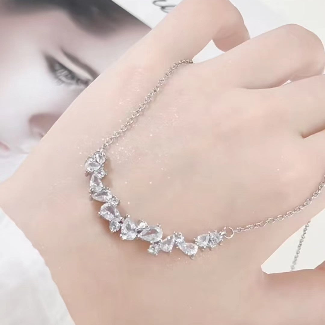 Wholesale flower smile female zircon pendant  light luxury clavicle necklace