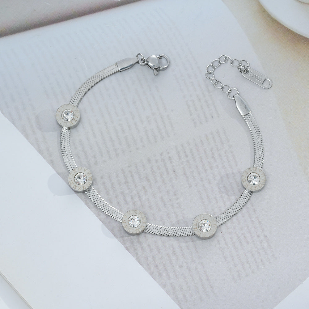 Wholesale Titanium Steel Double Layer Zircon Bracelet Fashion Accessory for Everyday Wear