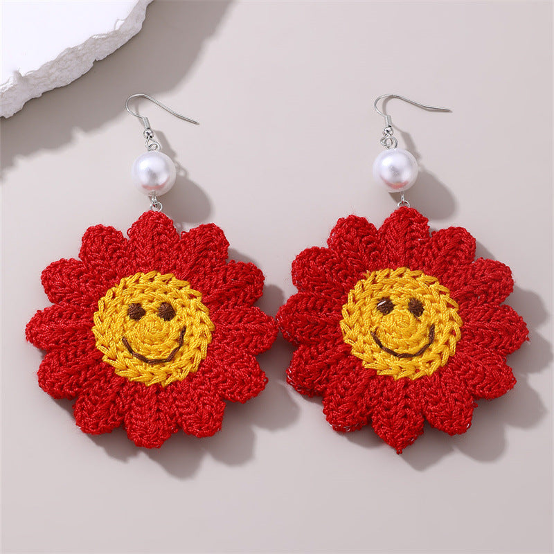 Wholesale Smiley Sunflower Cartoon Earrings