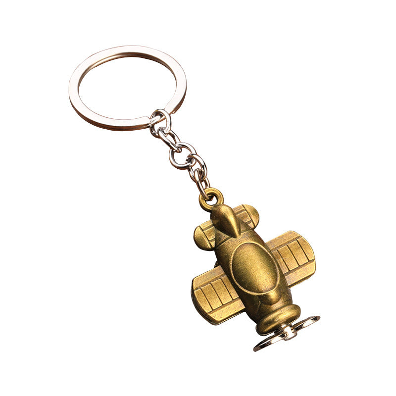 Wholesale three-dimensional propeller aircraft model metal Keychain