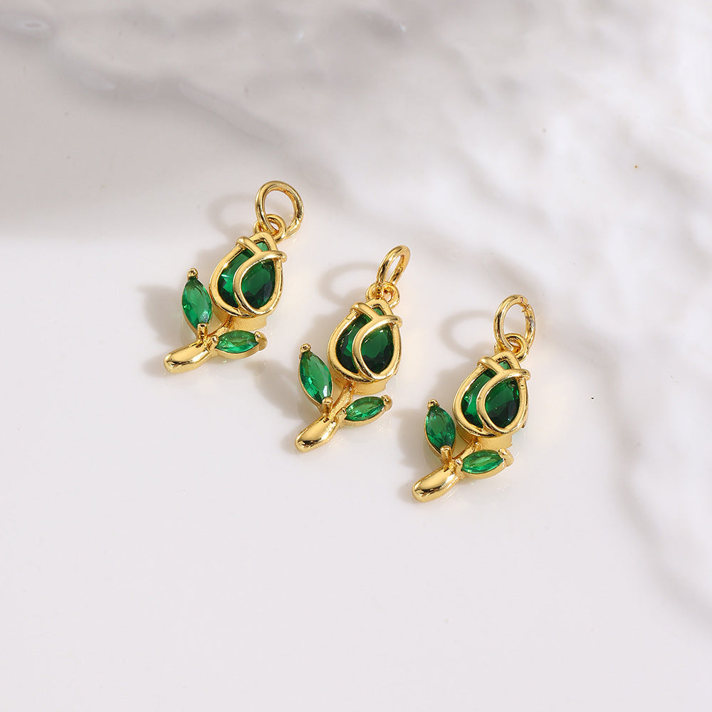 Wholesale Colorful zircon flower tulip pendant
