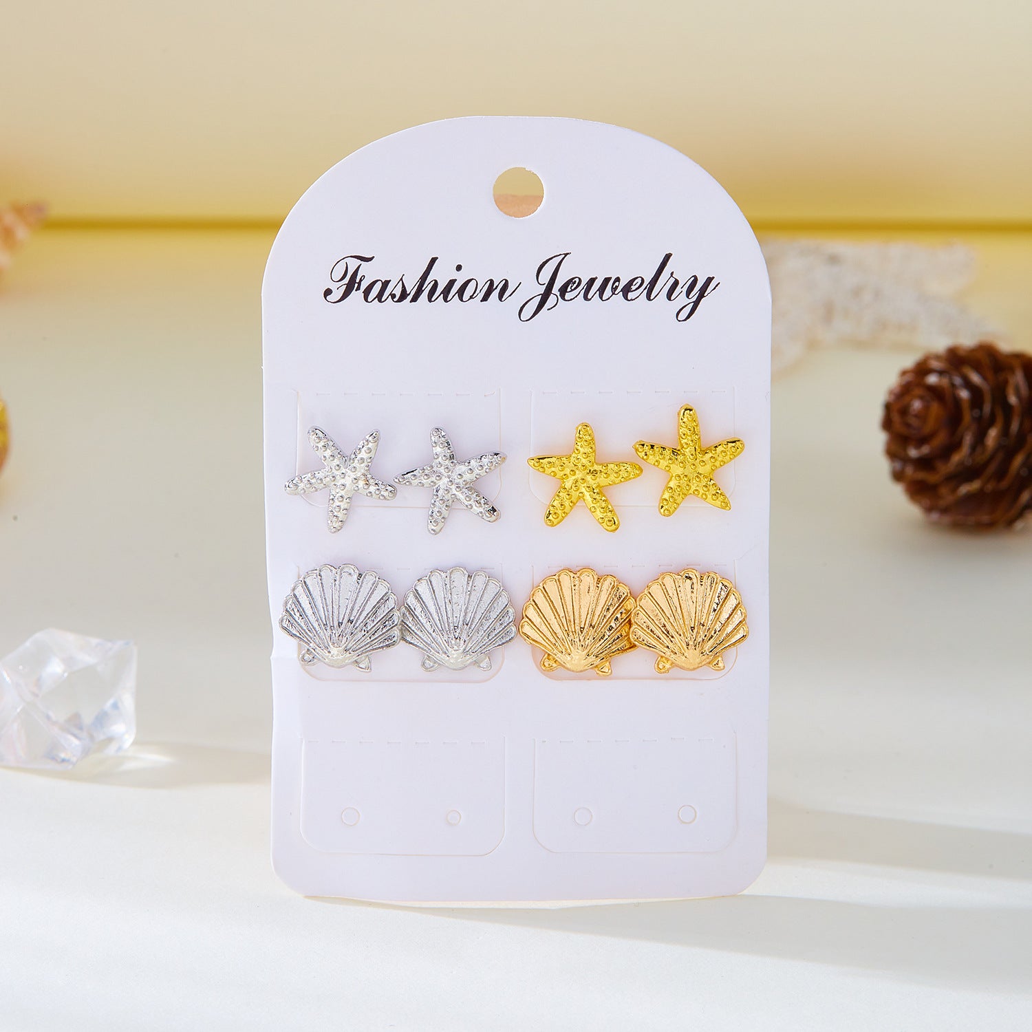 Wholesale Oil Drop Starfish Shell Earring Set