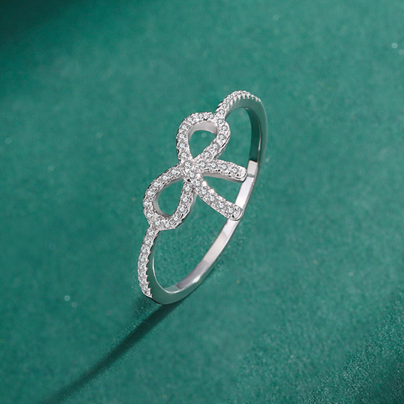Wholesale Bow Heart-shaped Ring Luxury Style Zirconia Ring