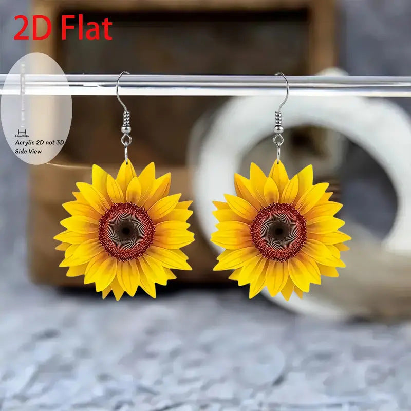 Wholesale Summer Sunflower Flower Acrylic Earrings