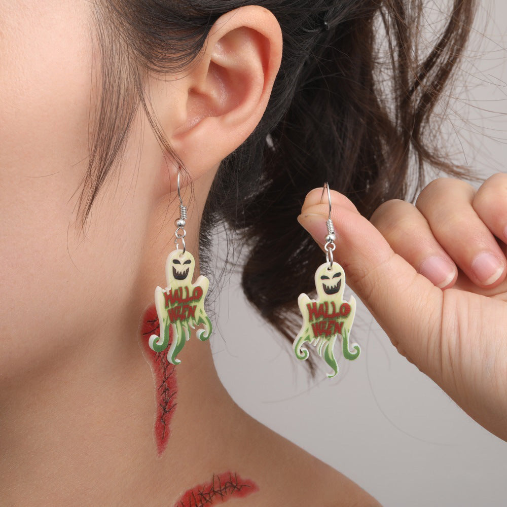 Wholesale acrylic earrings Halloween ghost skull pumpkin earrings