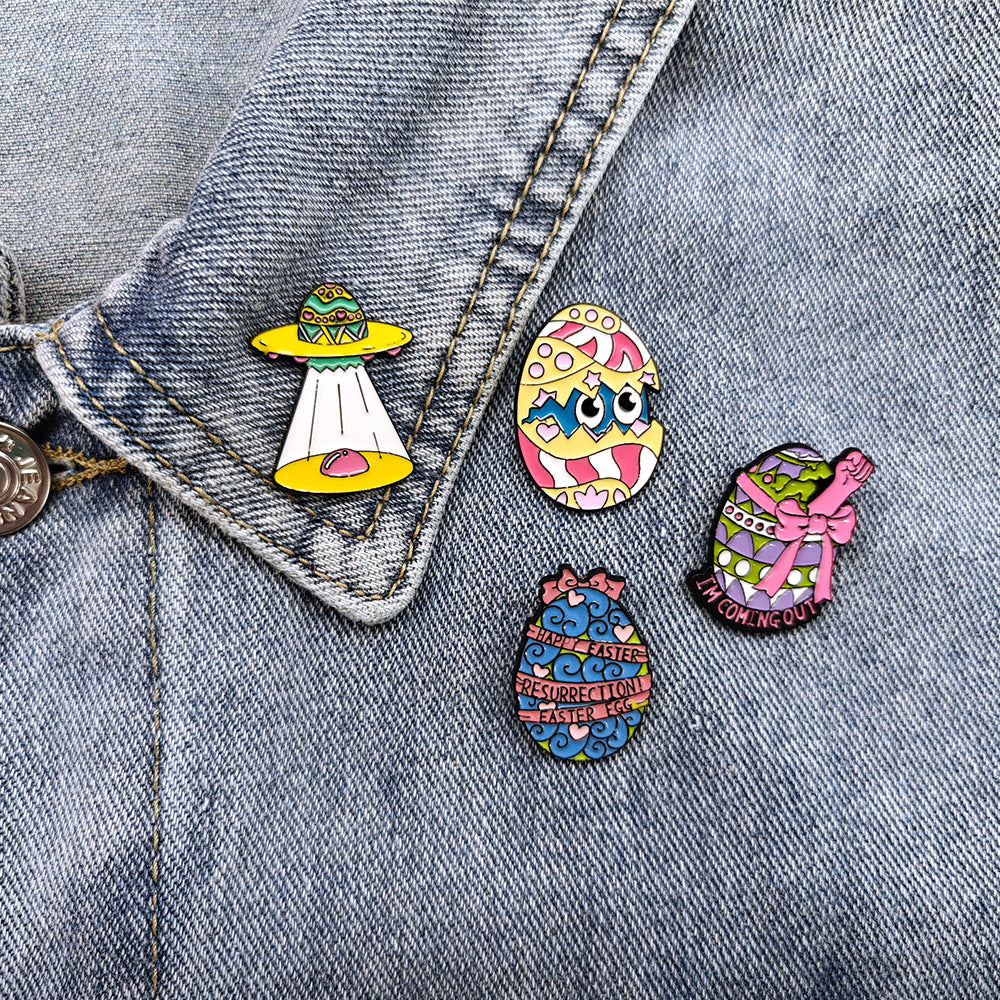 Wholesale 10pcs Cartoon Eggshell Dinosaur Baby Easter Egg Badge Brooch