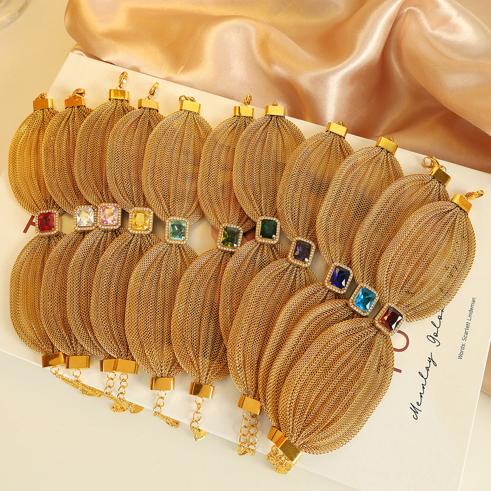 Wholesale Titanium Steel  Atmosphere Bracelet Bow Design Inlaid Stone Simple Bracelet