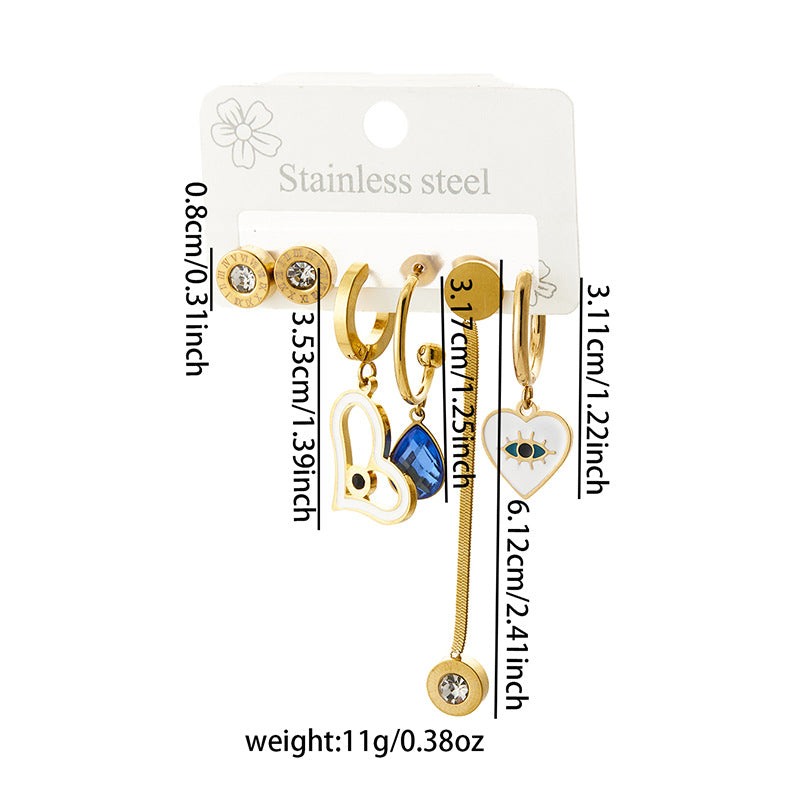 Wholesale Trendy Titanium Steel Pendant Earring Set,  European American Style Electroplated Jewelry Accessory for Party Wear Gift