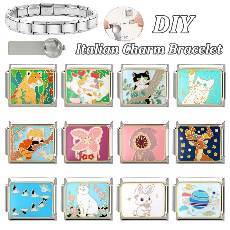 Wholesale Italian Charm Bracelet 9mm DIY Splicing Cute Creative Stainless Steel Composable Bracelet