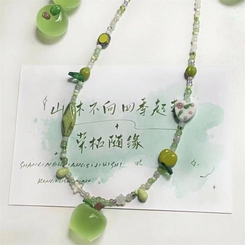 Wholesale Cartoon Ceramic Puppy Beaded Pendant Necklace