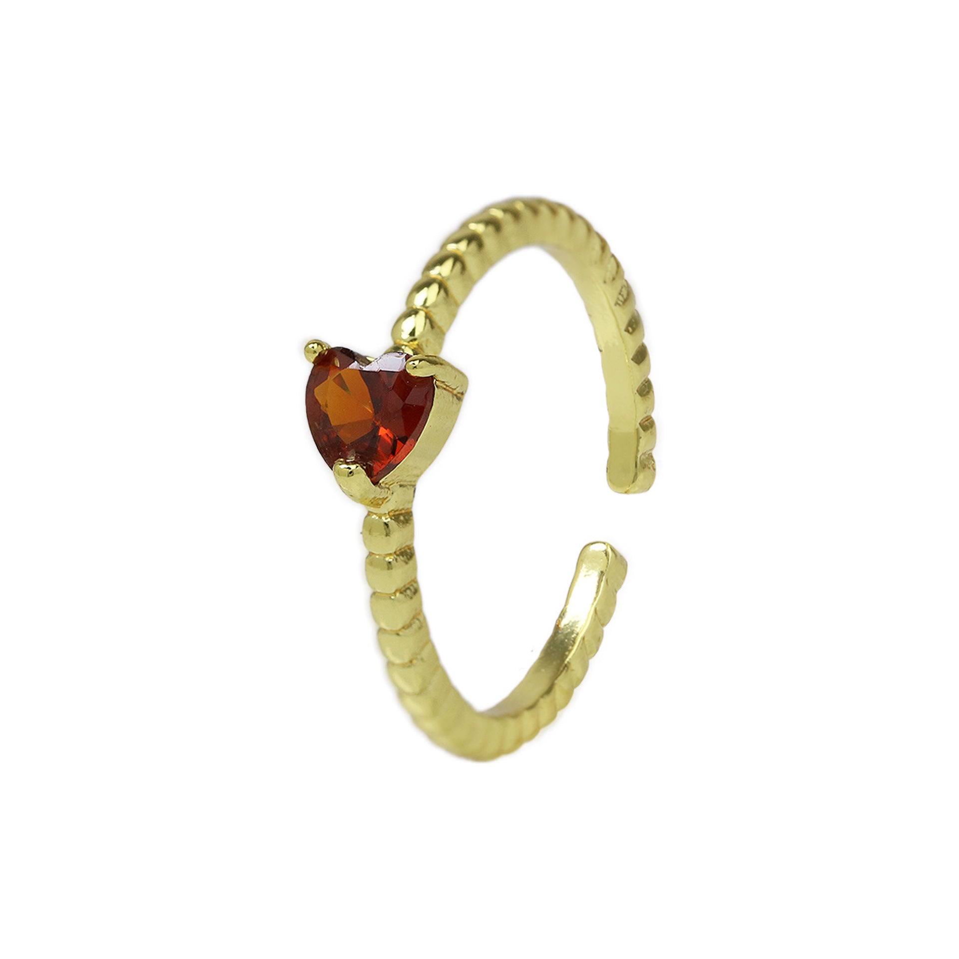 Wholesale brass color zirconium love heart-shaped ladies open ring