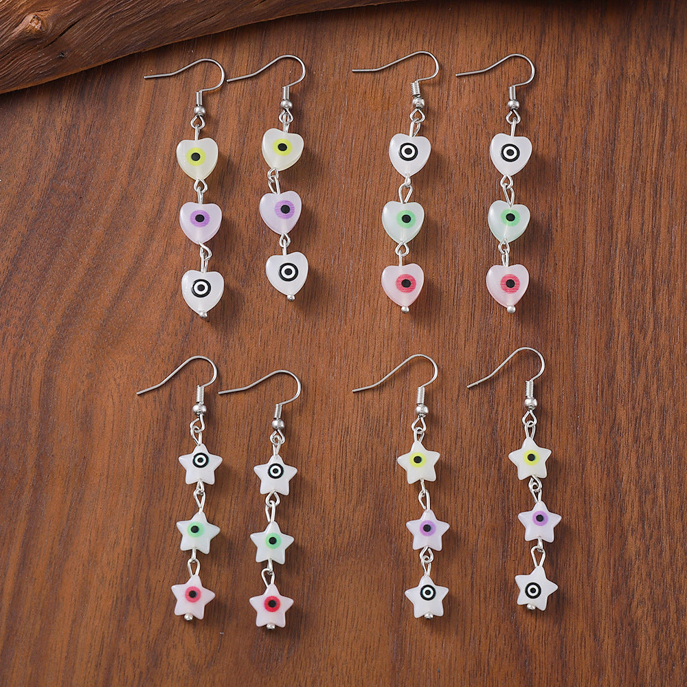 Wholesale Retro Evil Eye Tassel Flower Earrings Zinc Alloy Boutique Resale Jewelry Accessory