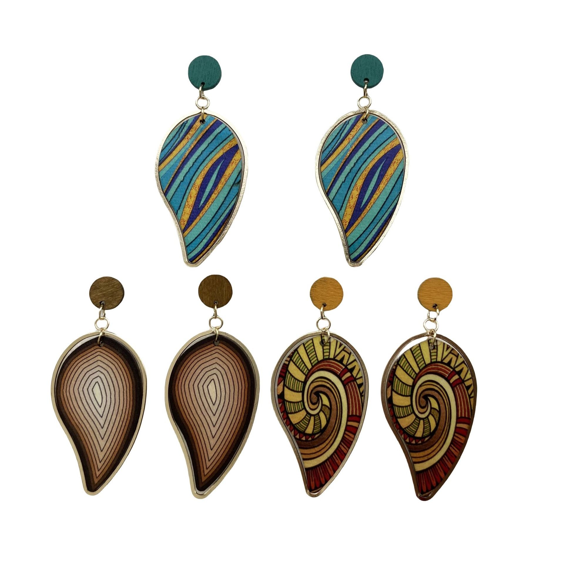 Wholesale Vintage Blue Bohemian Earrings Wood Earrings ACC-ES-FX048