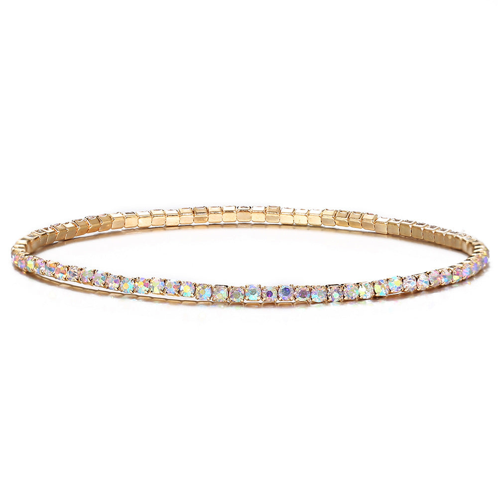 Wholesale Inlaid Colorful Diamond Bracelet Multi-color Rhinestone Elastic Bracelet for Women Layered Bracelet Set ACC-BT-HZS004