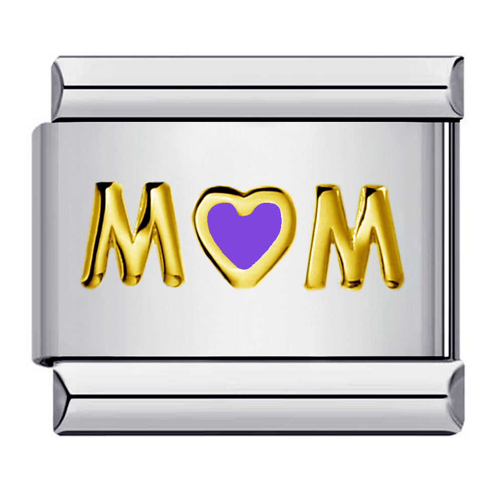 Wholesale Italian Charm Bracelet 9mm DIY Splicing Colored Oil-Drip Petals Stainless Steel Composable Bracelet