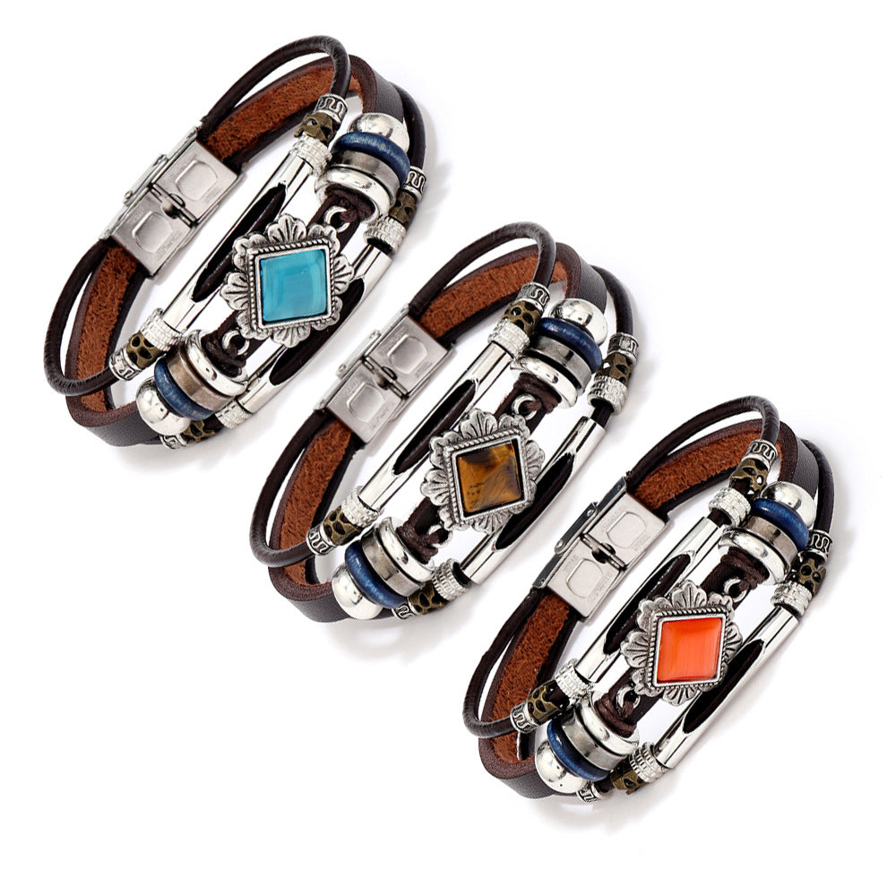 Wholesale Leather vintage multi-layer bracelet