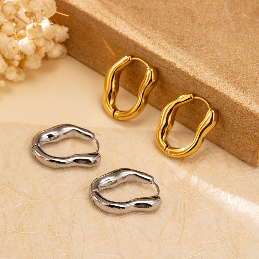 Wholesale Stainless Steel Retro Chic Irregular Earrings for Women Everyday Wear
