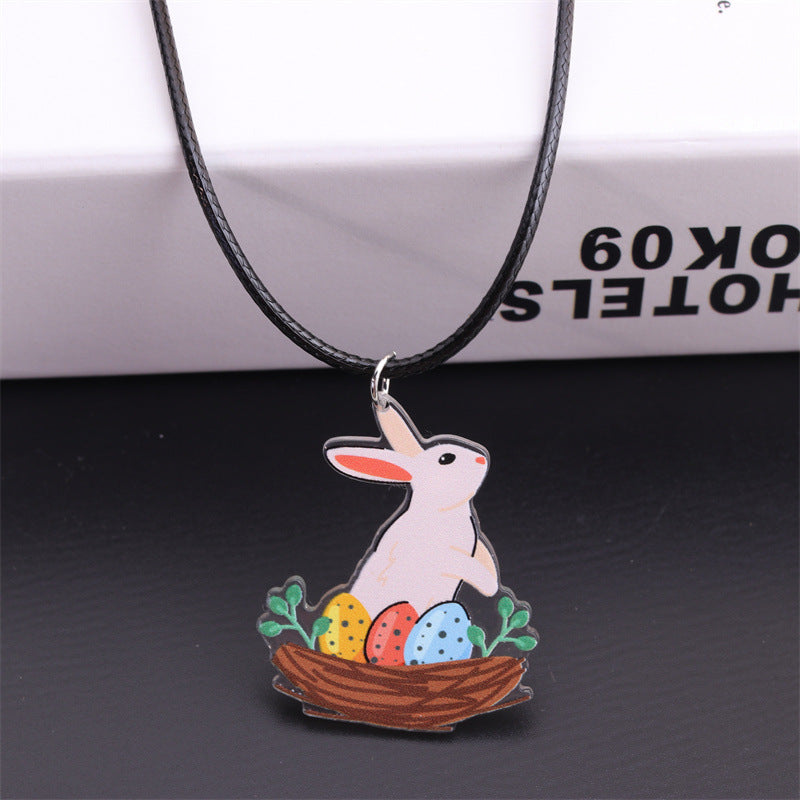 Wholesale Easter Bunny Egg Acrylic Pendant Necklace ACC-NE-DA002