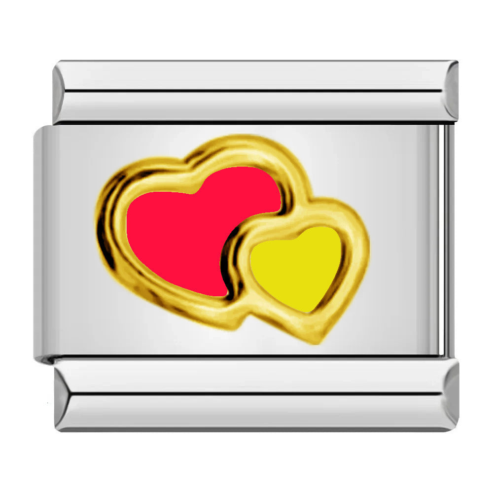 Wholesale Italian Charm Bracelet 9mm DIY Splicing Colored Oil-Drip Petals Stainless Steel Composable Bracelet