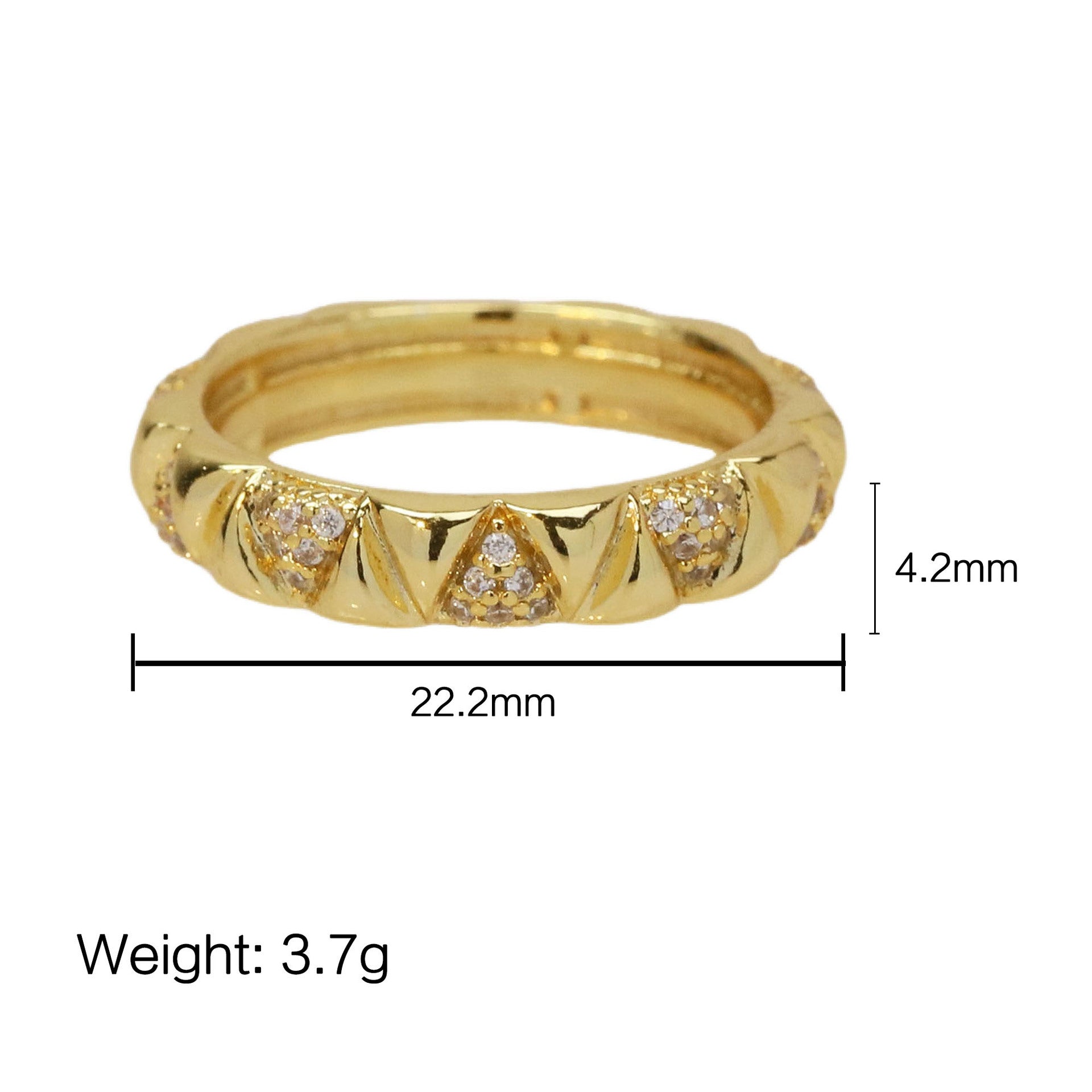 Wholesale 18k gold brass geometric triangle ring