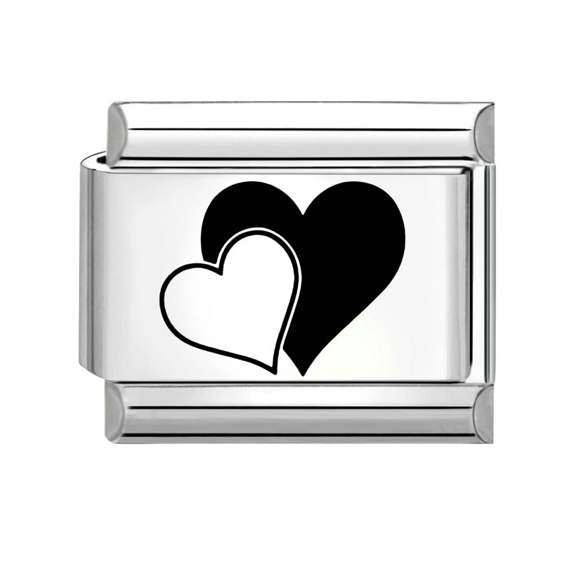 Wholesale Italian Charm Bracelet 9mm DIY Splicing Removable Black and White Lettering Stainless Steel Composable Bracelet