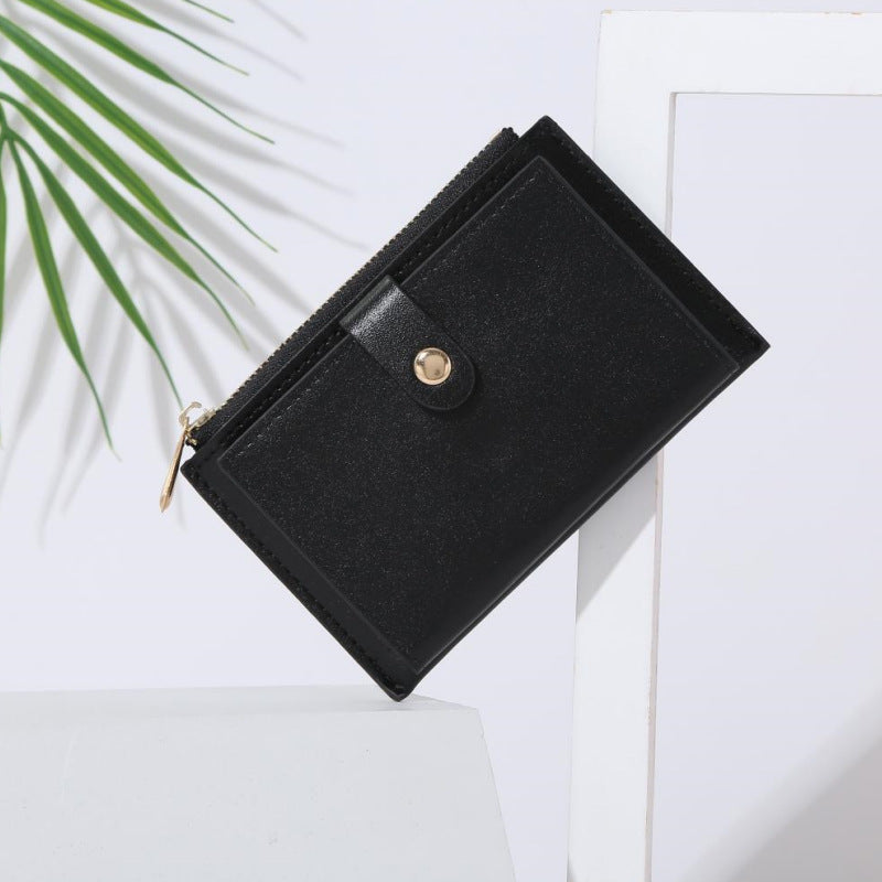Wholesale Women S Multifunctional Card Holder And Coin Purse Solid Color PU Leather Sweet Chic Style For Everyday Use
