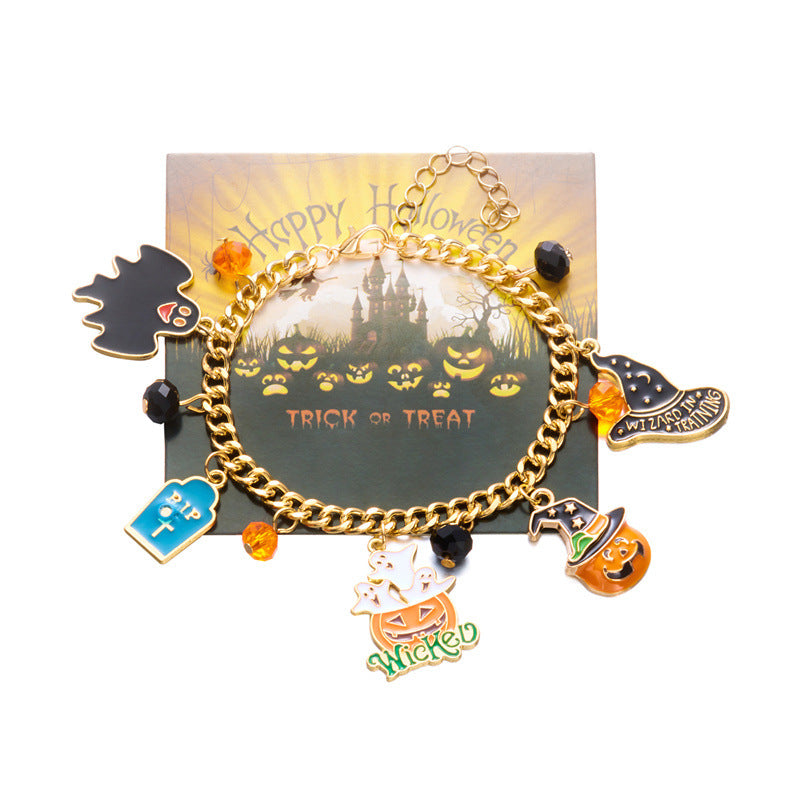 Wholesale  Halloween Series Jewelry Ghost Pumpkin Car Pendant Bracelet