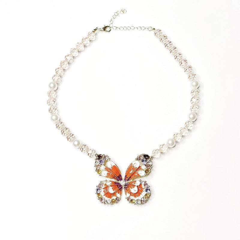 Wholesale  vintage butterfly beaded pearl earrings necklace