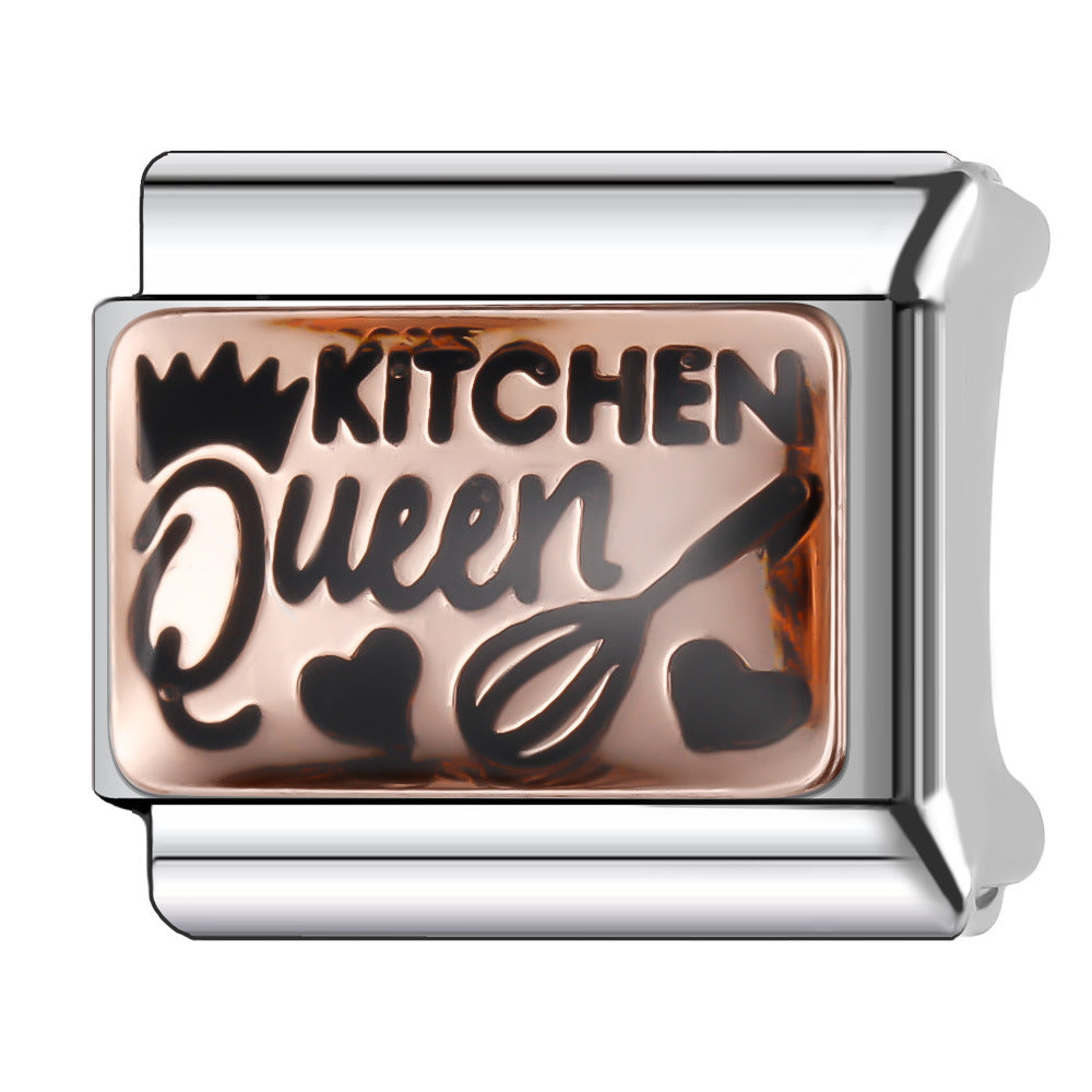 Wholesale Italian Charm Bracelet 9mm DIY Splicing English Series Stainless Steel Composable Bracelet